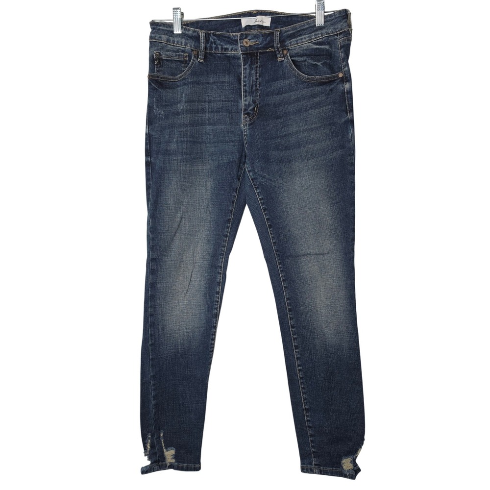 KanCan Jeans Womens 31 Blue SP1280-2 Skinny Mid Rise Distressed Step Hem Denim